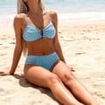 thumbnail image 3 of Women's Bikini Set High Waisted Ruched Two Piece Swimsuit U-Wire High Cut Cheeky Bottom Bathing Suit, 3 of 5