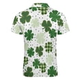 thumbnail image 6 of Mens Polo Shirts St. Patrick's Day Shamrock Print Lapel Zipper Short Sleeve Casual Festive Top Golf Shirts White L, 6 of 6