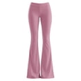 thumbnail image 3 of Xijirk Womens High Waist Flare Pants Solid Stretchy Knit Bell‑Bottom Casual Trousers No Pockets Size:L, 3 of 5