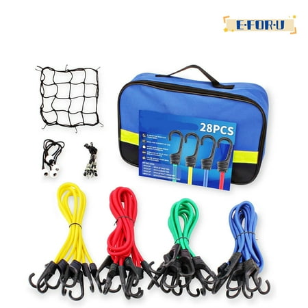 

Bungee Cord with Hooks Heavy Duty 28pc Set Assortment with Storage Bag