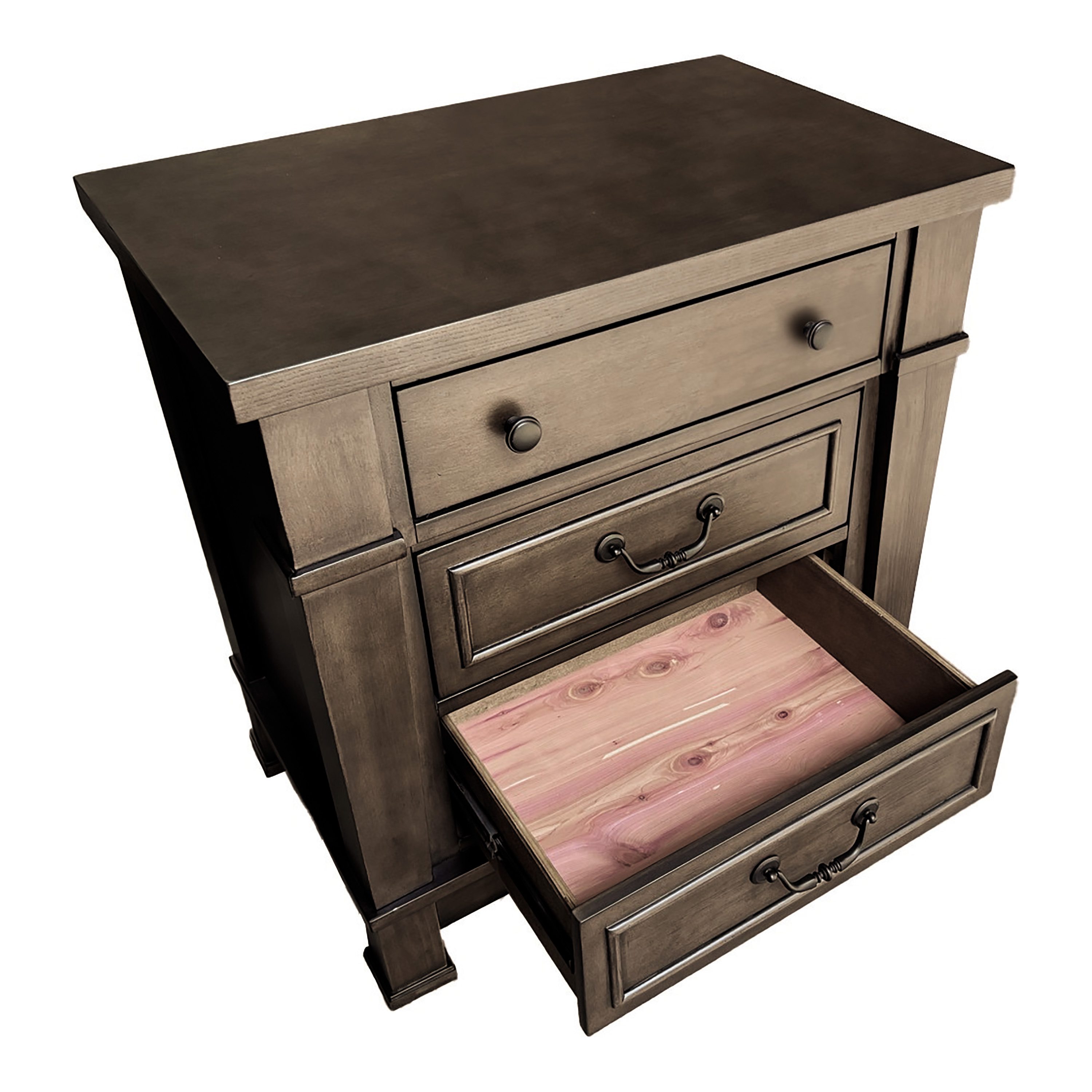 Furniture of America Northfield 3-Drawer Solid Wood Nightstand with USB Port, Dark Walnut