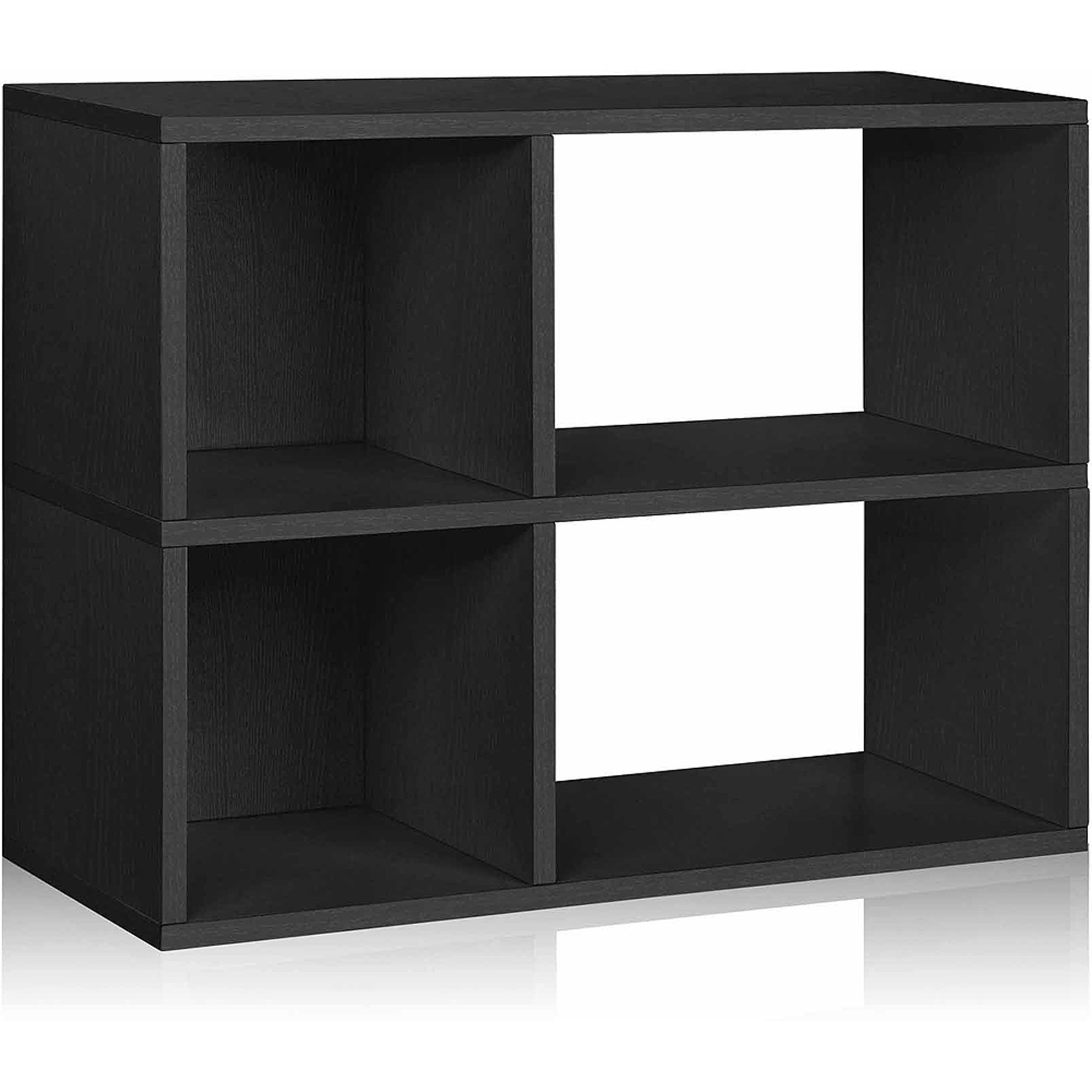 Way Basics Eco 2-Shelf Chelsea Bookcase and Cubby Storage, Black