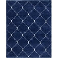 thumbnail image 3 of Unique Loom Fractured Rabat Shag Rug Navy Blue/Ivory 7' 10" x 10' Rectangle Trellis Contemporary Perfect For Living Room Bed Room Dining Room Office, 3 of 8