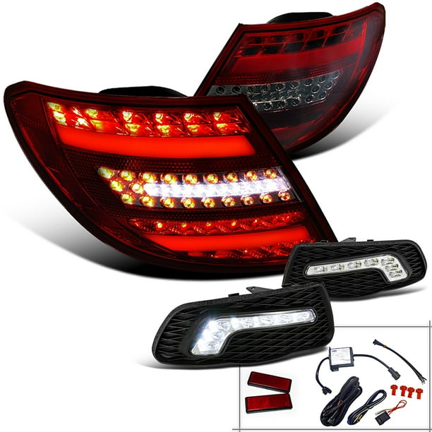 Mercedes Benz C230 C250 C300 C350 W204 LED Smoke Tail Lamps+SMD DRL Fog ...