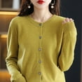 thumbnail image 2 of Harpily Women's Casual Shirt Womens Basic Crew Neck Long Sleeve Down Cardigan, 2 of 5