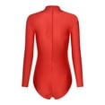 thumbnail image 4 of Zaldita Women's Ballet Dance Leotard Mock Turtleneck Long Sleeve Gymnastic Bodysuit Dancewear Red XL, 4 of 7