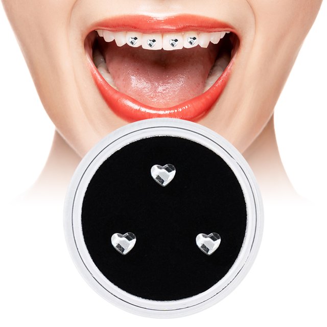 Diamantes Imitación Dentales Dientes Diamante para 3 Piezas Dental Blanca