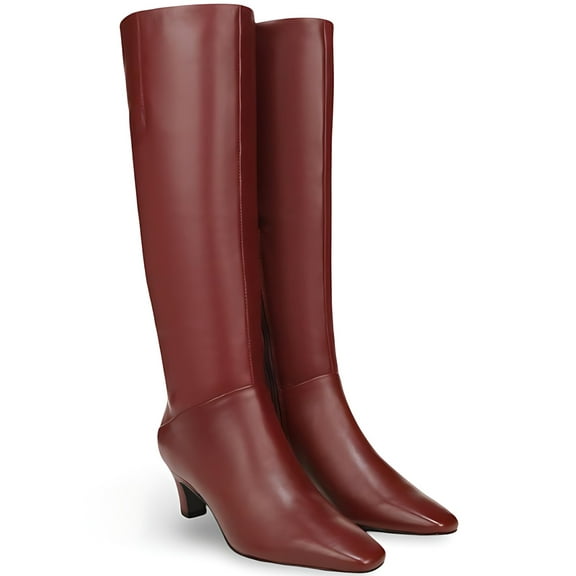 Franco Sarto Women's Andria Pointed Toe Knee High Boot Claret Red Leather 5.5M