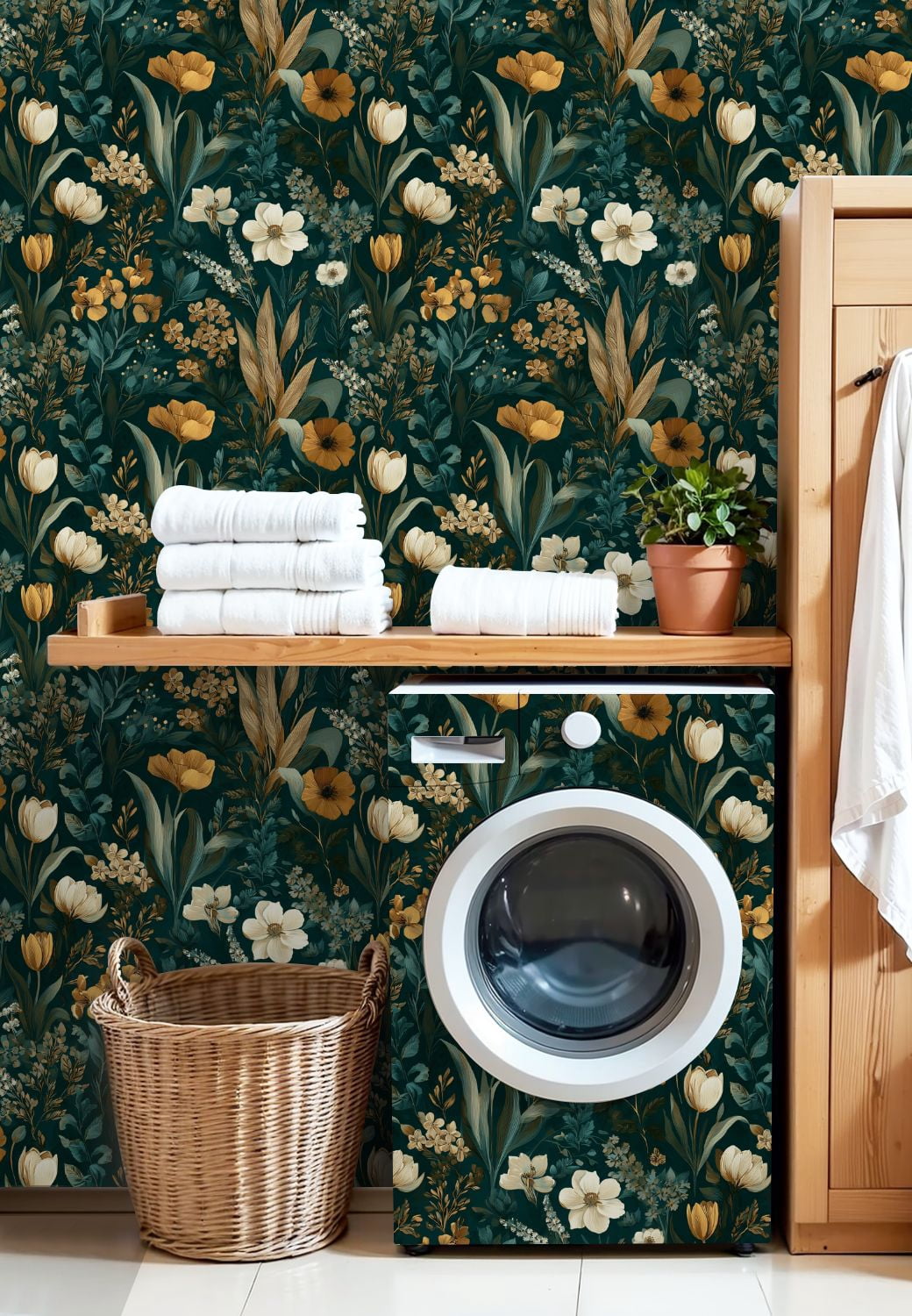 Boho Peel and Stick Wallpaper Vintage Floral Botanical Harmonious Earth Tones Contact Paper 17.7in x 9.8ft Wallpaper Removable Self Adhesive Wall Paper for Bedroom Nursery