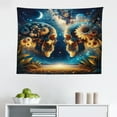 thumbnail image 2 of Ambesonne Trippy Wall Hanging Tapestry, Goth Romance Lovers Space, 28"x23", Sea Blue Dark Yellow, 2 of 3