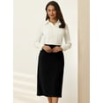 thumbnail image 2 of Falda de tubo para mujer Faldas midi de trabajo con espalda dividida de cintura alta Negro L, 2 of 5