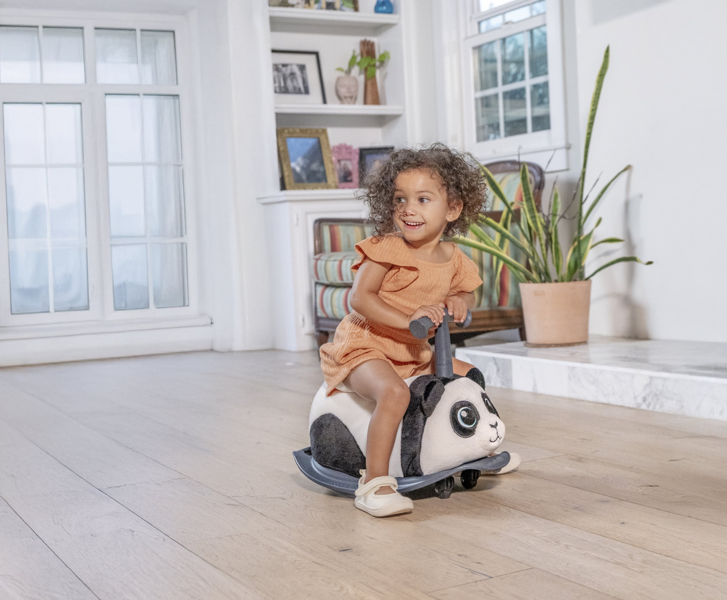 Yvolution My Buddy Roller 2-in-1 Panda Plush Ride-On Toy, Rocker & Ride-On Modes, Ages 10–36 Months