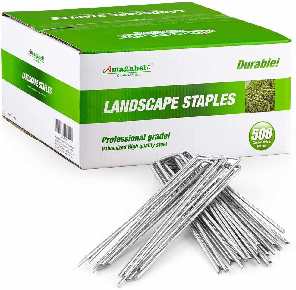 Angiemic 200 Pack 6 Inch Galvanized Landscape Staples 11 Gauge Garden Stakes Ground Staples Sturdy Rustproof Landscaping Staples Sod Pins for Anchoring Weed Barrier Landscape Fabric Ground Cover Fence 