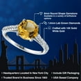 thumbnail image 2 of Gem Stone King 14K White Gold Yellow Citrine and White Lab Grown Diamond Engagement Ring for Women | 1.76 Cttw | Round 8MM | Gemstone November Birthstone | Size 9, 2 of 6