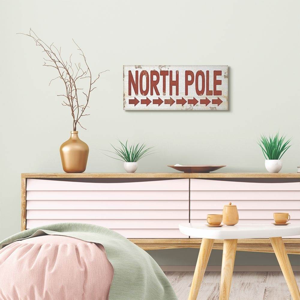 Stupell Industries North Pole Sign Red Christmas Holiday Word DesignCanvas Wall Art By Artist Jennifer Pugh