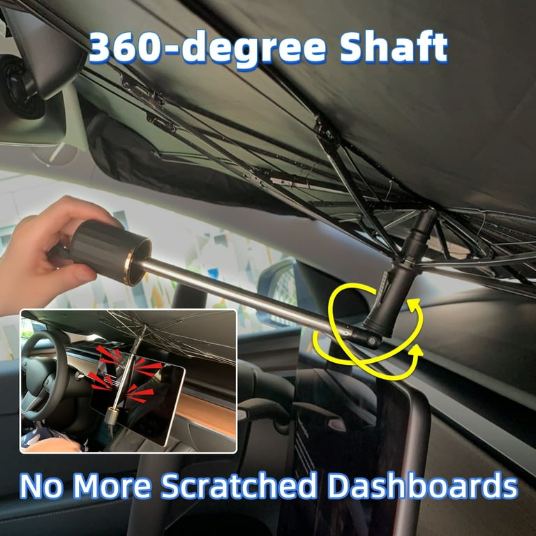 Car Windshield Sun Shade Umbrella, Upgraded Windshield Sunshades with 360°  Rotation Bendable Handle, Foldable Automotive Windshield Shades, Full Cover