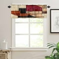 thumbnail image 3 of Red Beige Geometric Valances for Windows Farmhouse Kitchen Curtains Valances Rod Pocket Valance Curtains for Kitchen Windows Modern Abstract Art Window Valances for Bathroom Bedroom 60"x18", 3 of 6