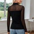 thumbnail image 4 of JIAYUE Women's Blouse Long Sleeve Solid Color Mock Neck Mesh Panel For Casual Wear Fashion Slim Fit Classic Female Tops, 4 of 6