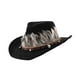 thumbnail image 5 of Sombrero vaquero con plumas occidentales, cómodo sombrero para el sol para viajes, vacaciones y fiestas al aire libre. Negro, 5 of 9