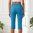 thumbnail image 7 of NinXxx Women's Elastic Waist Pure Color Blend Cropped Trousers Everyday Sky Blue S, 7 of 7