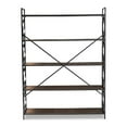 thumbnail image 4 of Baxton Studio Mirna Industrial Black Iron Metal and Natural Oak Wood 5-Shelf Quatrefoil Accent Bookcase, 4 of 5