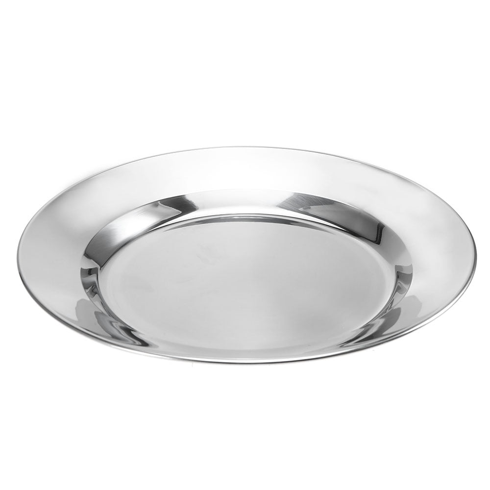 3 PCS Stainless Steel Dish Plate 9.6IN Round Dinner Plate Outdoor