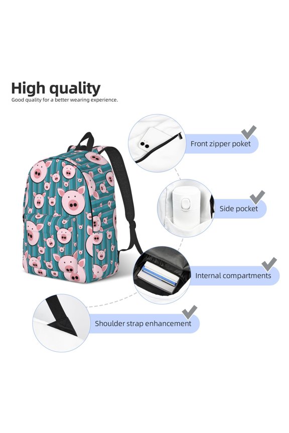 Funny Pig Faces Print Durable Canvas College Rucksack,Laptop Excursion Backpack,Travel Notebook School Backpack,Bookbag For Men Women