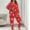 thumbnail image 6 of FDGIU ‌‌‌‌Women's Heart Print Pajamas Plus Size - Long Sleeve Button Up & Pants Comfy Sleepwear Set, 6 of 6