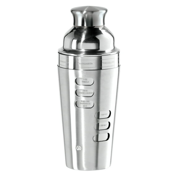 Oggi Dial-a-Drink 8 Recipe Stainless Steel Cocktail Shaker (700 ml, 23 oz)
