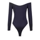 thumbnail image 3 of Body de manga larga para mujer, cuello de una línea, botón de color sólido, mono ajustado Sexy Pompotops ulkah944908, 3 of 3