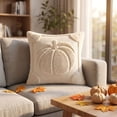 thumbnail image 3 of Quilted Halloween Pumpkin Pillow Cover 18x18 Inch – Soft Plush Decorative Throw Cushion Case with Hidden Zipper, Festive Fall Home Decor for Sofa, Couch, Bed, Chair, Party (1Pc,Pillow Not Included), 3 of 4