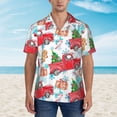 thumbnail image 2 of Kll Men'S Hawaiian Shirt Short Sleeve Button Down Beach Shirts-Watercolor Red Truck And Fir Tree, 2 of 7