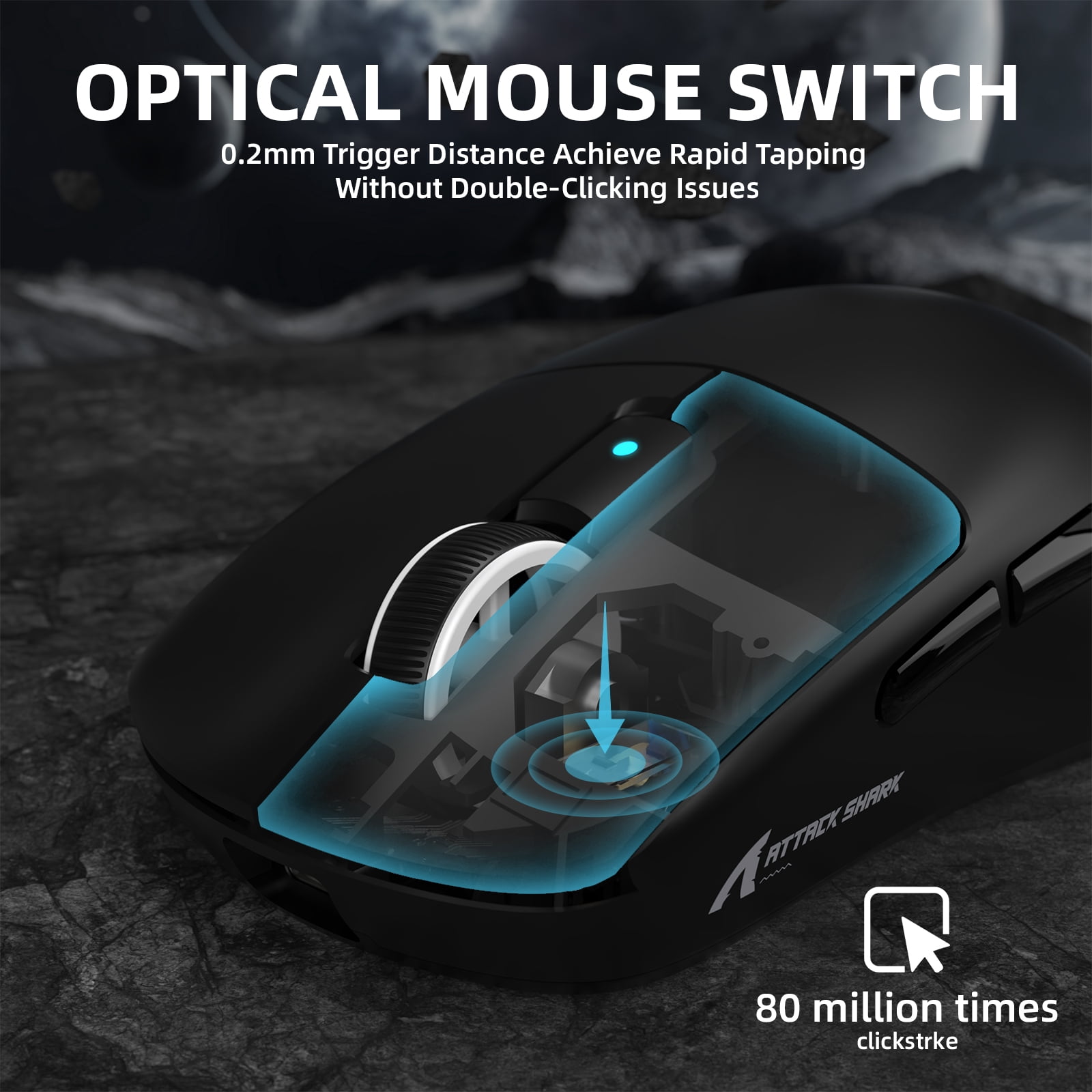 ATTACK SHARK R6PRO 39g Superlight Wireless Gaming Mouse, PixArt PAW3950MAX 42000 DPI, MCU Nodic 52840 Computer Mouse, 8K Polling Rate Web Driver, BT/2.4Ghz/Wired Tri-Mode Mice with Coiled Cable