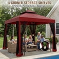 thumbnail image 6 of COOS BAY 8 ft. W x 8 ft. D Red Outdoor Patio Soft Vented Top Gazebo with Zipped Netting, Corner Shelves, Ceiling Hook, 6 of 9