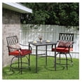 thumbnail image 4 of Patio Bar Table with Umbrella Hole, Steel Metal Frame Bar Height Bistro Table, Outdoor Bar Table for Garden, Backyard, Patio and Poolside, Black, 4 of 9