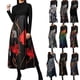 thumbnail image 5 of Vestido estampado bohemio largo de manga larga ajustado informal de otoño e invierno para mujer, vestidos de otoño para mujer Fridja  nbo2238, 5 of 6