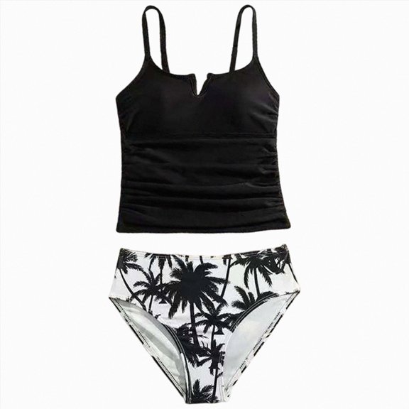 Ymyiu Teen Bathing Suits Baby Girl Swimsuit Toddler 2 Piece Bathing Suit Beach Bikini Tankini Beachwear Size 8-9 Years (Black,8-9 Years)