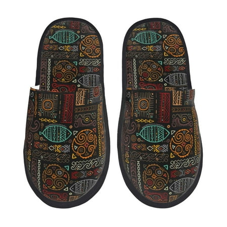 Balery Polynesian Turtles Slient Indoor Furry Fleece Comfort House Shoes Soft Non-Slip Home Shoes Cotton slippers House Slippers-- Medium