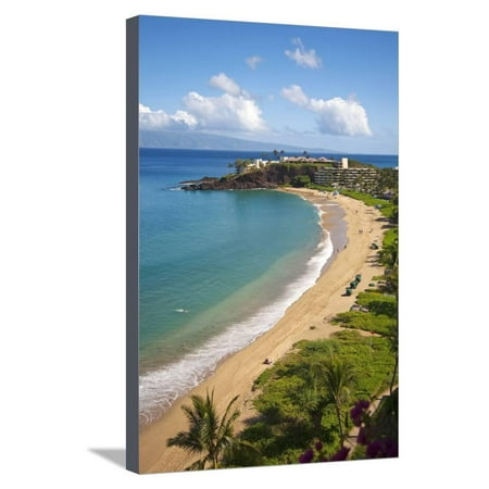 Sheraton Maui Resort and Spa, Kaanapali Beach, Famous Black Rock known for it's Snorkeling Stretched Canvas Print Wall Art By Ron