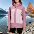 thumbnail image 2 of Vivianyo HD Women's Color Block Oversized Hooded Rain Jacket, Winter Thick Warm Windproof Graphene Jacket for Women, Sizes S-3XL, 2 of 9