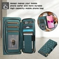 thumbnail image 3 of SaniMore for iPhone 15 Plus Buisness Case, Zipper Purse [Card Holders] Magnetic Clasp Kickstand Wrist/Crossbody Chain Lanyard PU Leather Wear-resistant Full Body Protective Wallet Shell, Darkgreen, 3 of 9
