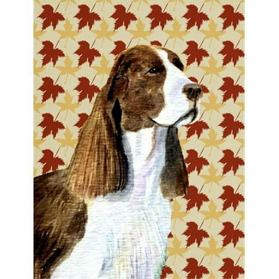 15 x 15 in. Springer Spaniel Fall Leaves Portrait Flag Garden Size