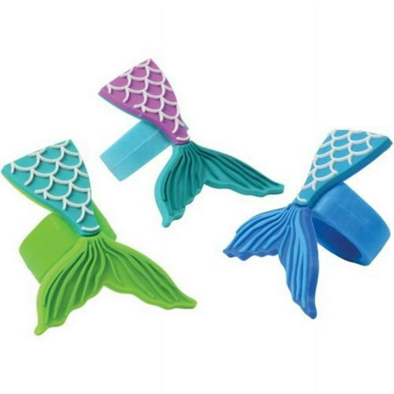 U. S. Toy Mermaid Tail Rubber Rings 1.5" Party Favors, 12 CT, Blue Green Purple