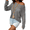 Gray, variant on Zeagoo Crochet Tops for Women Off The Shoulder Sweaters Summer Long Sleeve Hollow Out Knit Beach Clothes
