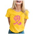 thumbnail image 1 of T-shirt à Manches Courtes Imprimé Graphique pour Femmes Col Rond Décontracté Confortable Haut d'Été pour les Vacances Usage Quotidien, 1 of 4