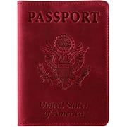 PU Leather Passport and Vaccine Card Holder Passport Holder with Vaccine Card, Dark red