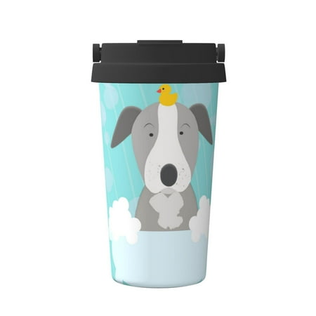 

Salouo Dog In Bathtub Print Coffee Travel Mug Spill Proof with Lid-Stainless Steel Vacuum Insulated Tumbler - Thermos Cup for Keep Hot/Ice Coffee Tea and Beer