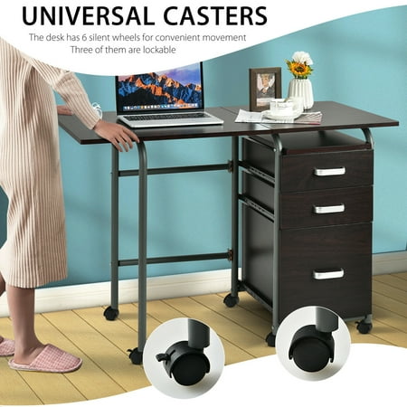 Ul Li Space Saving Perfect For Limited With Six Wheels Easy Movement Open Size 41 5 X20 X29 Lxwxh Folding 18 Canada Canada, Computer Desk Wheels