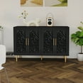 thumbnail image 6 of MROJISC Black Accent Cabinet,47.8'' Hollow Carving Storage Cabinet with 4 Doors for Entryway,Living Room,Bedroom,Dinning Room, 6 of 6