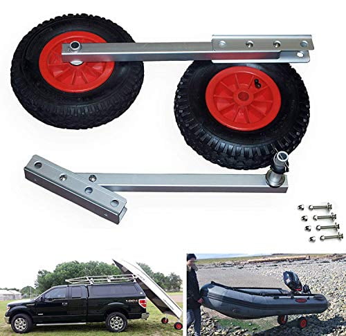 with 12 Pneumatic Tire & Quick Released 2 Stages Position SEAMAX Easy Load Boat Launching Wheels Set for Inflatable Boat & Aluminum Boat 